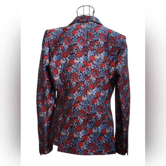 BCBGMaxAzria KAMRYN Jacquard Red and Blue Floral Blazer - Picture 3 of 11